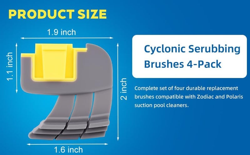 ZYROA فرش تنظيف 4 عبوات R0714400 متوافقة مع استبدال الفرش المتسخة أو البالية لـ Zodiac MX6 و MX6 Elite و MX8 و MX8 Elite، وأيضًا Polaris MAXX و Atlas و Atlas XT - Image 3